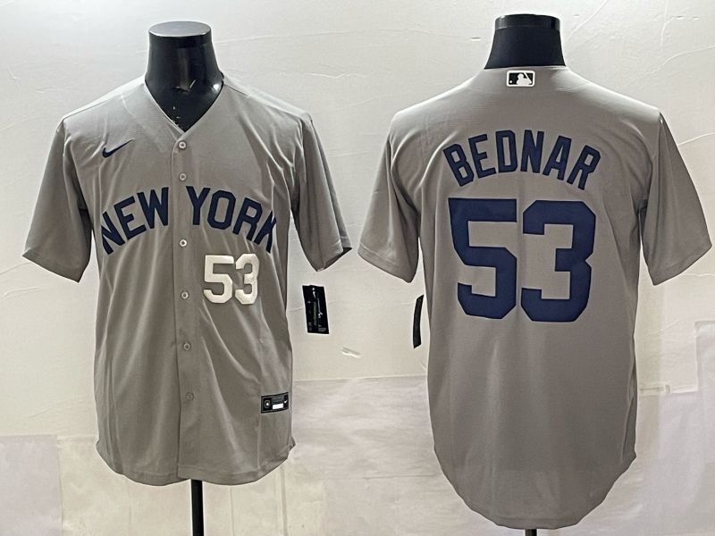 Men New York Yankees #53 Bednar Grey Game Nike MLB 2025 Jersey 04->new york yankees->MLB Jersey